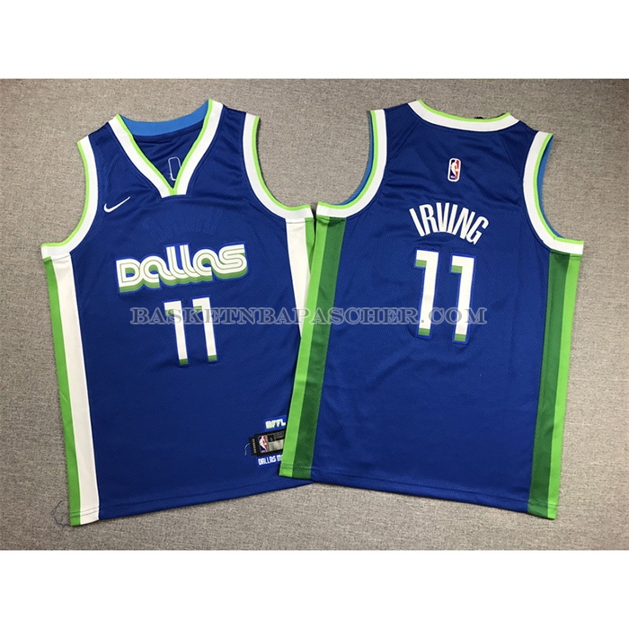 Maillot Enfant Dallas Mavericks Kyrie Irving NO 11 Ville 2022-23 Bleu
